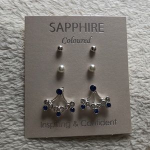 Sapphire Colored Earring Set